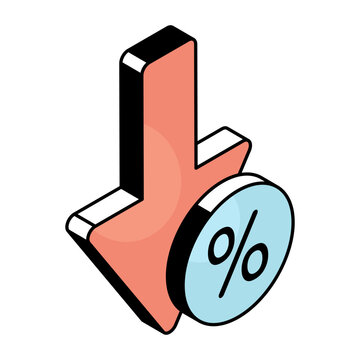 An icon design of percentage decrease 