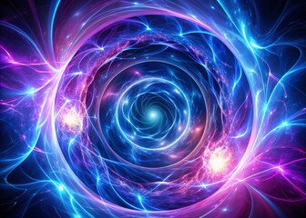 Fototapeta premium Mesmerizing Dynamic Plasma Background with Glowing Lines in Purple and Blue Shades - Hypnotic Motion Energy Spiral