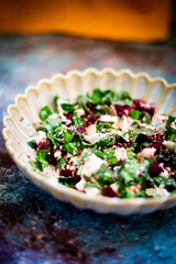 Colorful Beetroot and Arugula Salad with Feta and Seeds