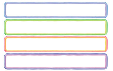 カラフルなグラデーション風の長い四角い文字フレームセット