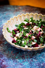 Colorful Beetroot and Arugula Salad with Feta and Seeds