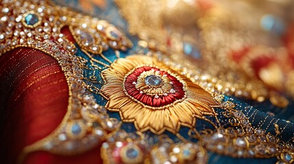 Fototapeta premium Intricate Embroidery Detail on Traditional Garment