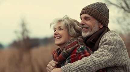 woman man outdoor senior couple happy lifestyle retirement together smiling love piggyback active mature