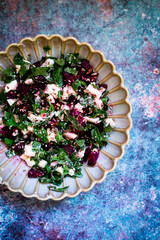 Colorful Beetroot and Arugula Salad with Feta and Seeds