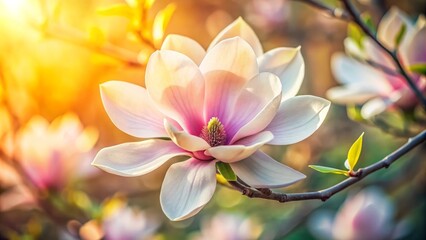 Fototapeta premium Elegant Magnolia Blossom in Soft Sunlight
