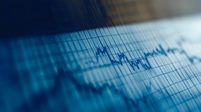 A zoomed-in section of a financial report graph with upward growth at an executive meeting