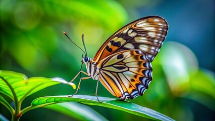 Minimalist Close-up of Hypolimnas Anomala Butterfly on Leaf in Nature Photography