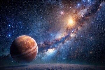 Milky Way galaxy with star and space dust in the universe and deep planet night sky background minimalist