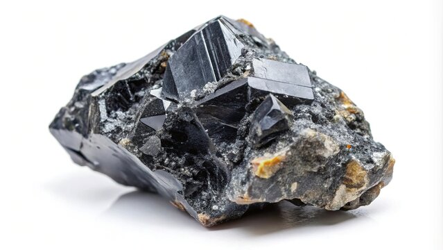 Mineral specimen of wolframite isolated on white background