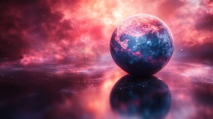 3D Globe Floating in Space with a Galaxy Gradient for Use in Educational and Creative Projects