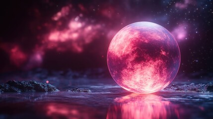 Detailed 3D Globe Floating in Space Showcasing Galaxy Gradient Perfect for Science and Technology Applications