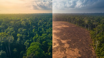 Aerial Contrast of Forest and Deforested Land