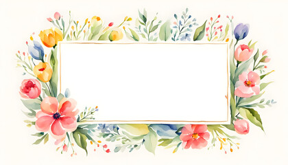 Fototapeta premium border of flowers, Watercolor, spring collection of hand drawn flowers, Botanical plant illustration , elegant watercolor, mother's day, women's day, banner, templates, ai, floral border