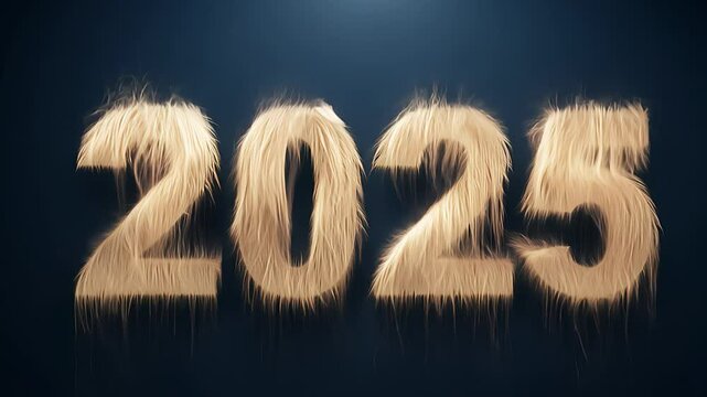 New Year number 2025 made of hair. reated with Generative AI.