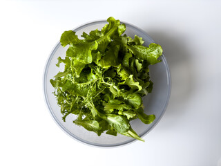 Fresh salad bowl on clear white background