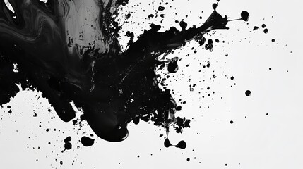 Abstract Black Ink Splash on Transparent Background