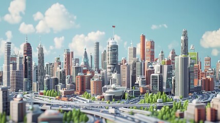 Obraz premium A smart city with a connected network and internet of things.