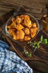 Cauliflower rosettes in a herbal marinade.