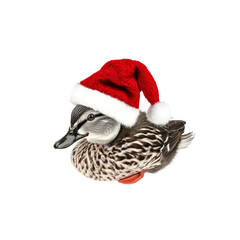 Duck Wearing Santa Hat For Christmas