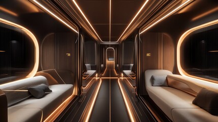 Fototapeta premium Modern Interior of Futuristic Train Carriage