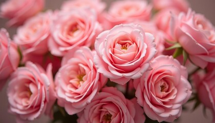 Obraz premium Bouquet of pink roses in bloom