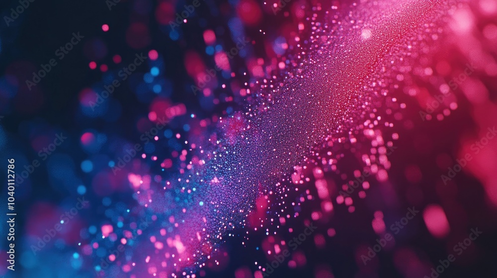 Poster abstract holographic interface with floating data particles on a tech background.