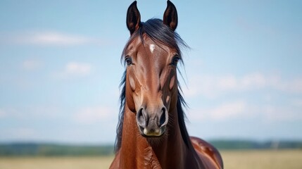 Obraz premium Majestic Rearing Horse in Bright Open Field