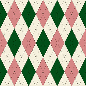 Green pink Argyle pattern color for Christmas ,Ideal for fabric print,home decor,background,wrapping paper,greeting card