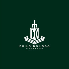 CX initial monogram building logo for real estate