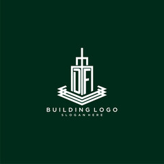 DF initial monogram building logo for real estate