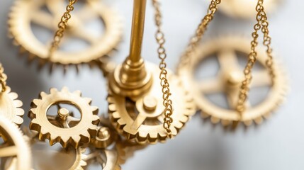 Scales of Justice with Interconnected Gears