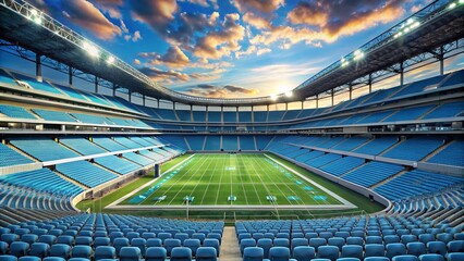 Modern American Football Stadium with Sky Blue Seats - Captivating Candid Photography