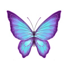 Butterfly Watercolor Hand Drawn Illustration. Illustration Isolated on White Background for Design, Print or Background. Purple and Blue Butterfly