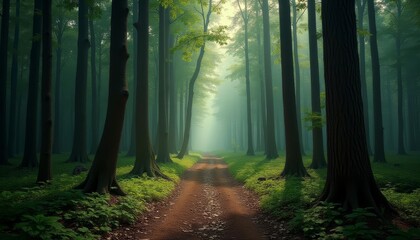 Obraz premium A serene forest path inviting exploration
