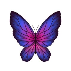 Butterfly Watercolor Hand Drawn Illustration. Illustration Isolated on White Background for Design, Print or Background. Purple Butterfly