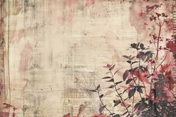 Fototapeta premium Red theatre curtain ephemera border paper backgrounds painting.