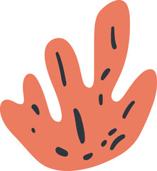 Modern Boho Style Coral Shape in Orange