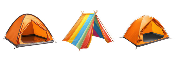 Set of a compact beach tent isolated on transparent background