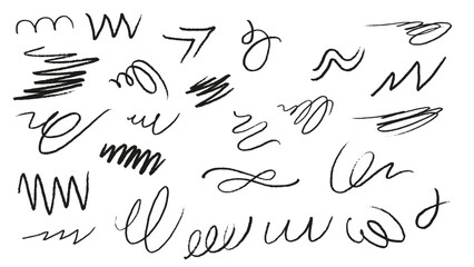 Hand Drawn Textured Abstract Scribble Line Shapes