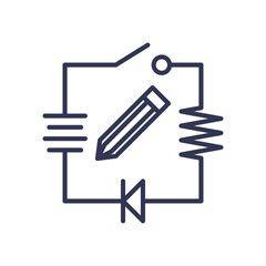 Circuit diagram with pencil symbolizes creative design and planning.