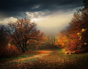 Fototapeta premium a dark atmospheric autumn landscape