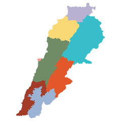 Obraz premium Lebanon map. Map of Lebanon in administrative provinces in multicolor