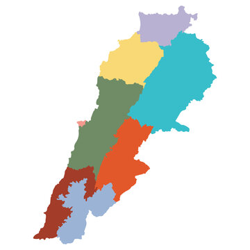 recommend clip art: Lebanon map. Map of Lebanon in administrative provinces in multicolor