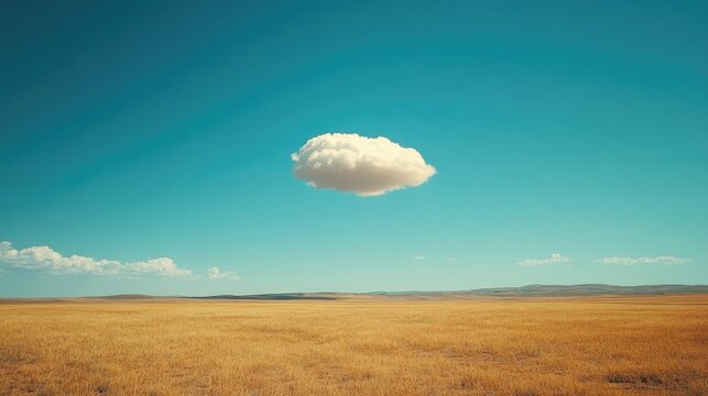 A lone cloud in a clear sky, with nothing but blue around it