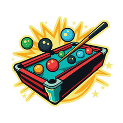 Billiard logo illustration vector, ball billiard