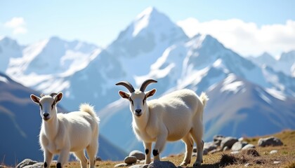 Fototapeta premium Majestic mountain goats in their natural habitat
