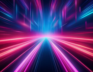 Obraz premium abstract background with pink blue glowing neon lines and bokeh lights