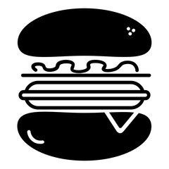 Makin's hamburger is layered with bread, meat and vegetables and also has mayonnaise and sauce inside.