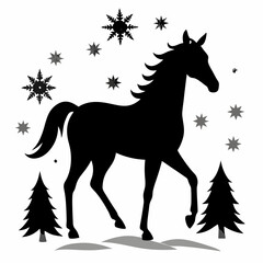 Christmas Horse Black silhouette