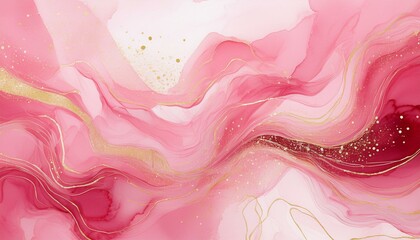 Fototapeta premium abstract rose blush liquid watercolor background with golden lines dots and stains pastel marble soda ink drawing effect